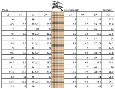 burberry london size chart|burberry size chart us.